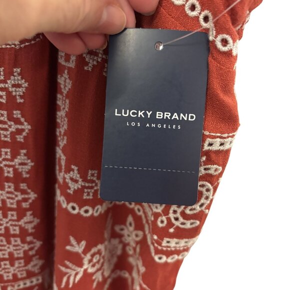 Lucky Brand Red Sleeveless Square Neck Embroidered Cami Dress size XLarge - Picture 7 of 15